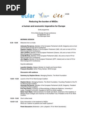 Fit for Work Summit 2010: Programme