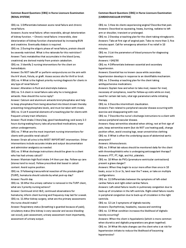 Common Board Questions PDF Hypertension Kidney