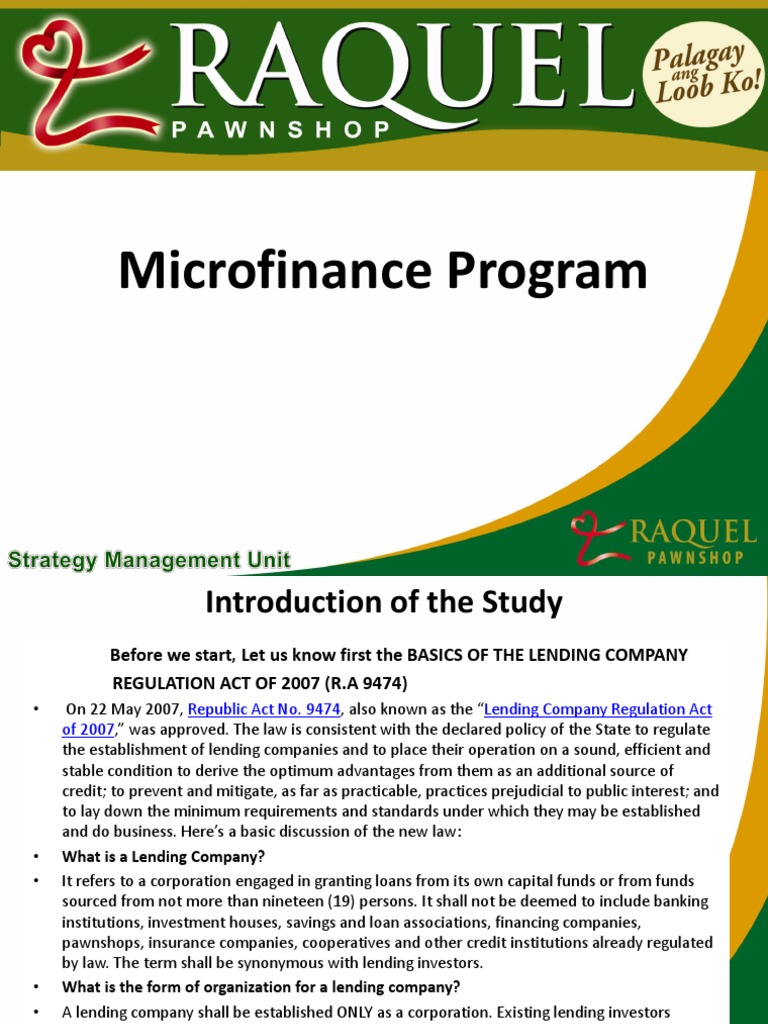 Micro Finance Pptx Microfinance Loans