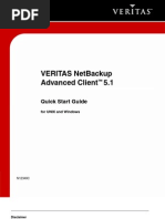 Veritas Netbackup Advanced Client 5.1: Quick Start Guide