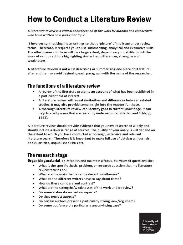 How To Conduct A Literature Review PDF PDF Literature Review