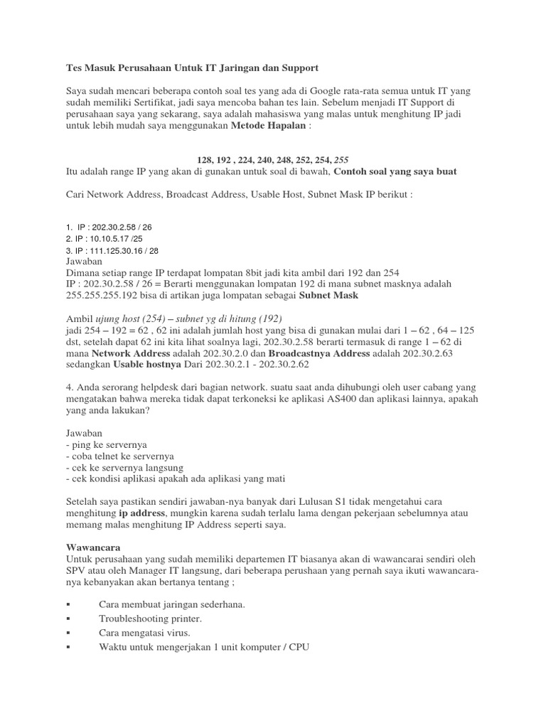 Contoh Soal Tes Komputer Di Perusahaan - Berbagi Contoh Soal