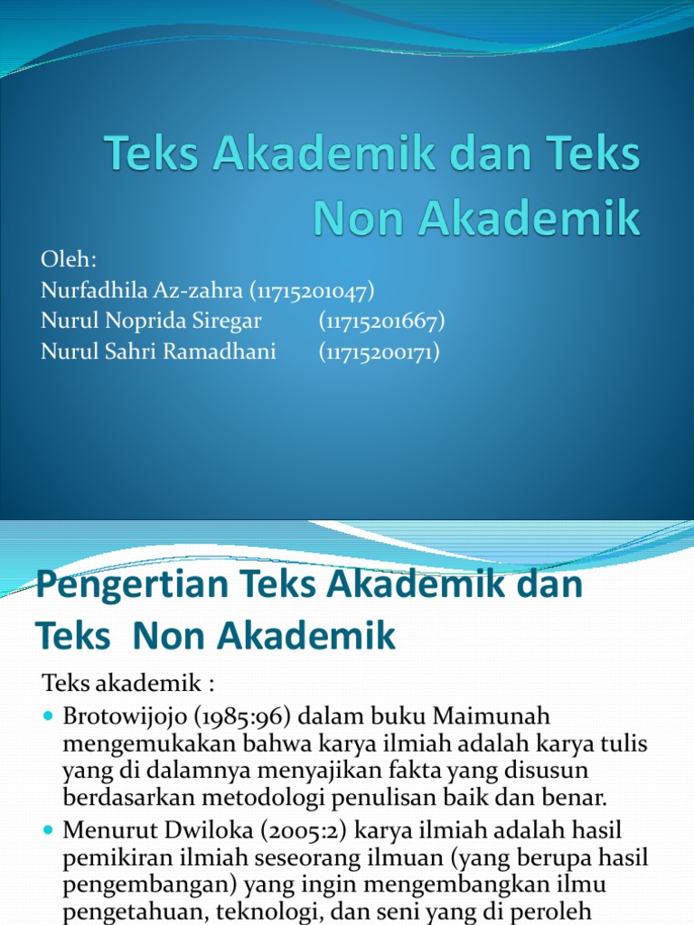 Teks Akademik Dan Teks Non Akademik