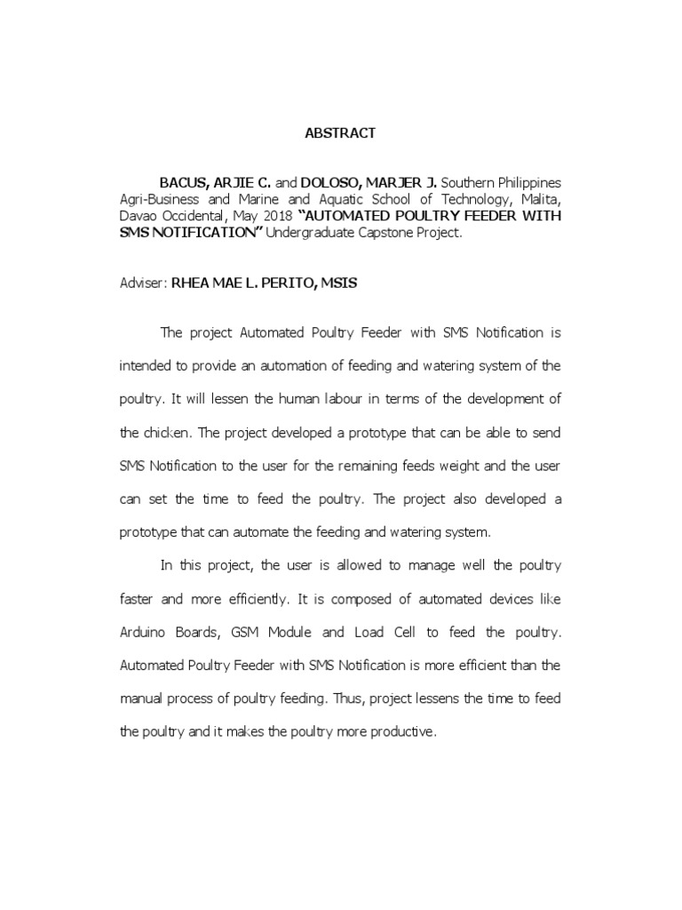 Automated Poultry Feeder With SMS Notification PDF Animal Welfare