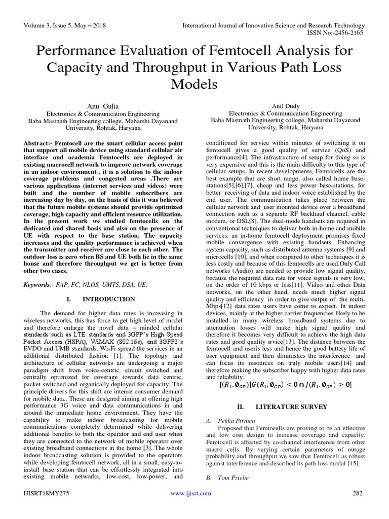 Femtocell Capacity & Throughput Analysis | PDF | Cellular Network | Lte ...