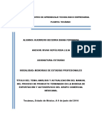 Actualización del manual de procedimientos en la bodega de exportación y autoservicio