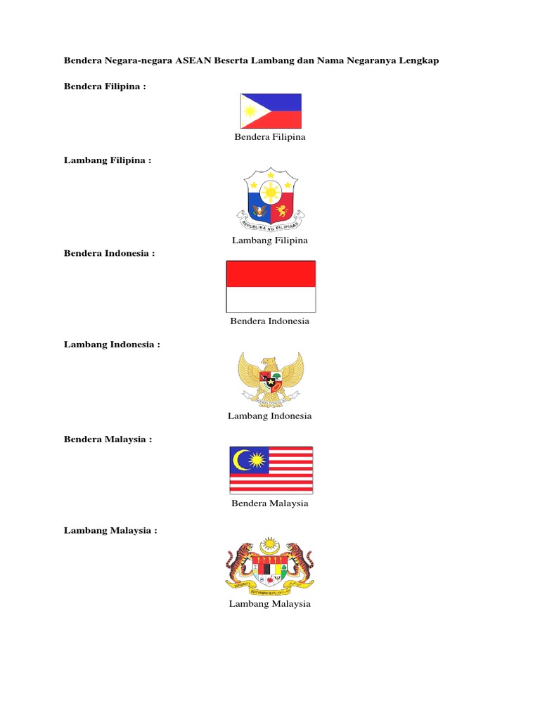 Gambar Bendera Negara Asean Beserta Nama Negaranya Aretu