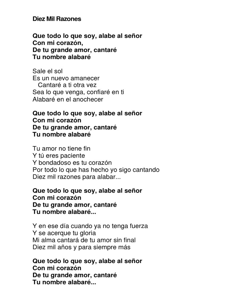 Diez Mil Razones para Alabar al Señor | PDF