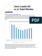 Construction Leads All Industries in Total Worker Deaths: December 20, 2016 Kendall Jones