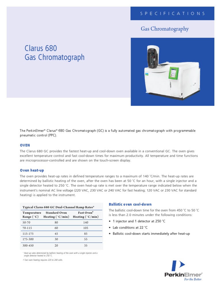 Clarus 680 GC Specification Sheet Gas Chromatography Chromatography