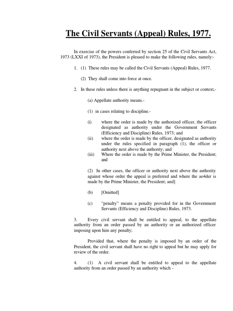 The Civil Servants (Appeal) Rules, 1977 PDF Withholding Tax Appeal