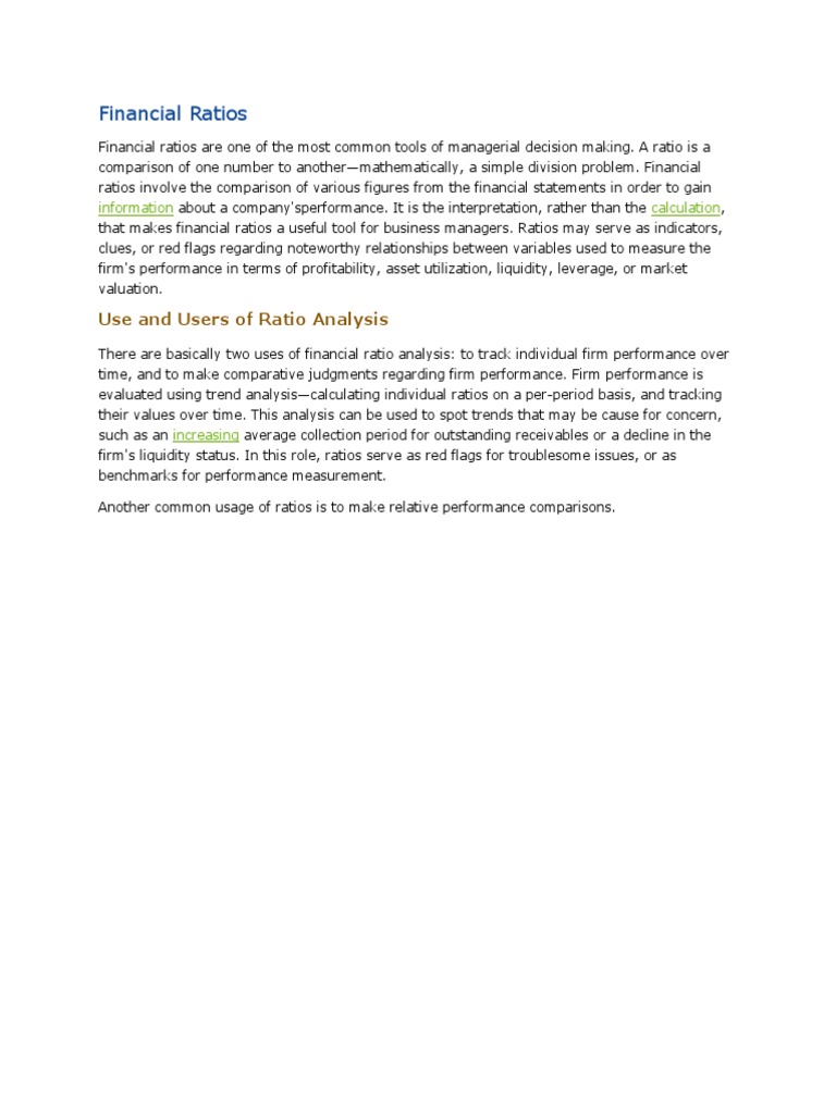 Understanding Financial Ratios for Managers | PDF | Career & Growth ...