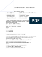 Questionário de Análise de Circuitos - Primeiro Bimestre PDF