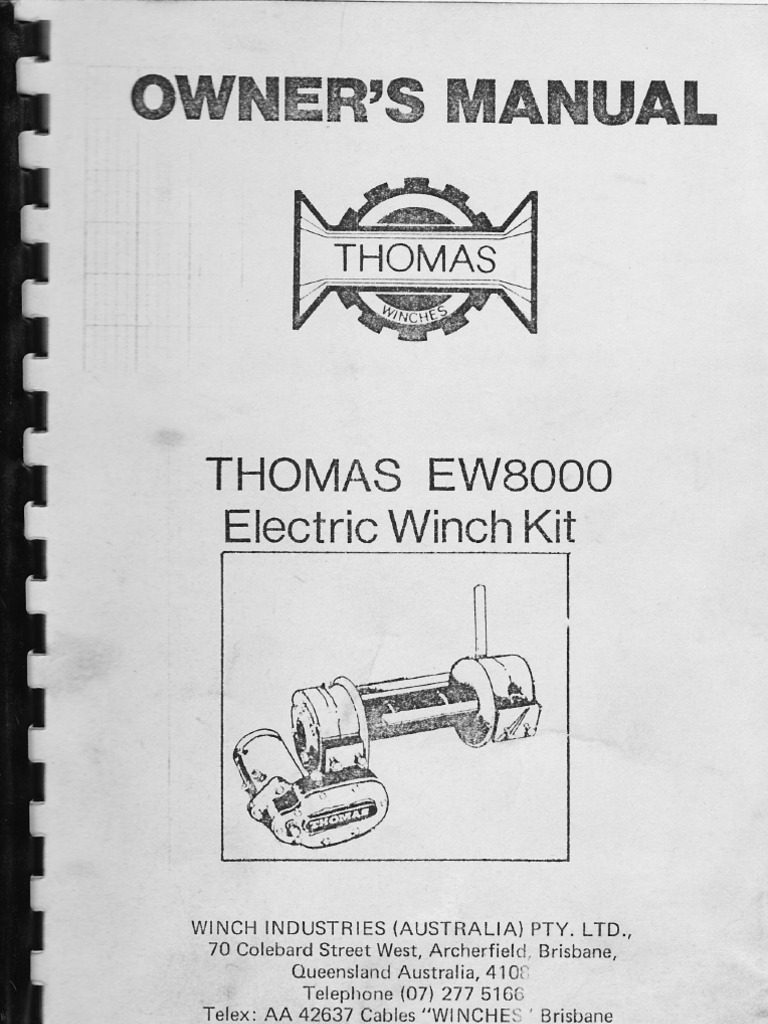 Thomas Winch Owner's Manual Anchor Electrical Connector