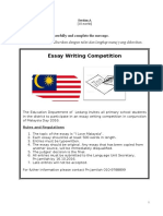 Essay Writing Competition: Read The Information Carefully and Complete The Message