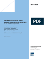NDT Reliability - Final Report: Reliability in Non-Destructive Testing (NDT) of The Canister Components