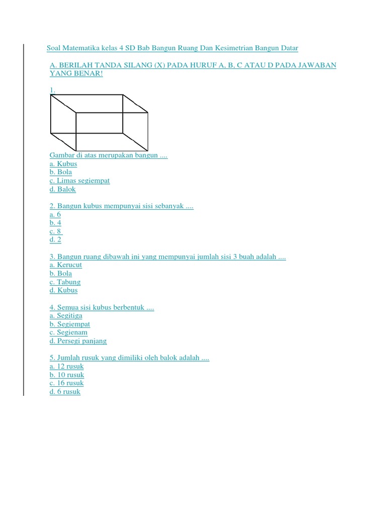 Contoh Latihan Soal Soal Matematika Kelas 4 Sd Bab 1