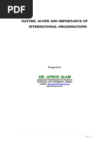 Nature, Scope and Importance of International Organisations