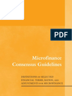 Microfinance Consensus Guidelines: Definitions Selected Financial Terms, Ratios, Adjustments Microfinance