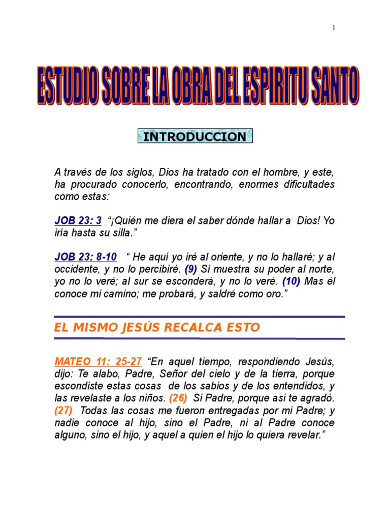 La obra del Espíritu Santo en la salvación | PDF | Cristo (título ...