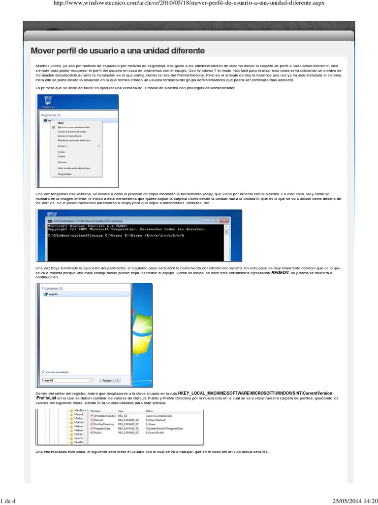 Mover perfil de usuario en Windows 7 | PDF | Windows 7 | Microsoft Windows