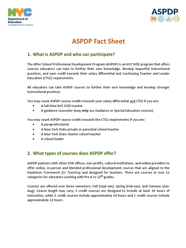 ASPDP Fact Sheet 1. What Is ASPDP and Who Can Participate? PDF Fee