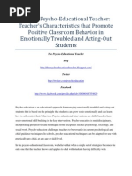 Download The Psycho-Educational Teacher Teachers Characteristics that Promote Positive Classroom Behavior in Emotionally Troubled and Acting-Out Students by The Psycho-Educational Teacher SN38066438 doc pdf