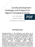 Entrepreneurship Development: Challenges and Prospects For Nigeria's Emerging Economy