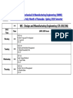 NUST School of Mechanical & Manufacturing Engineering (SMME) Time Table For The Holy Month of Ramadan - Spring 2018 Semester