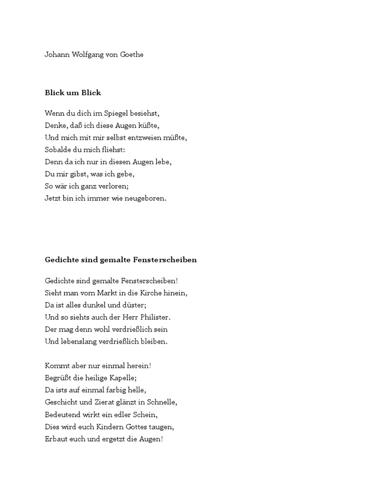 Goethe Blick Um Blick Gedichte Sind Gemalte