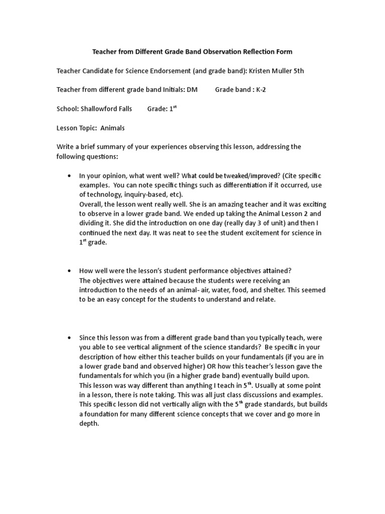 1st Grade Science Lesson Reflection | PDF | Inquiry Based Learning ...