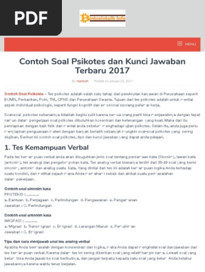 Contoh Soal Psikotes Finance