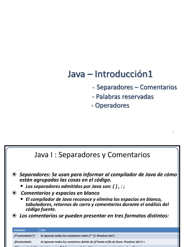Comentarios en Java: Tipos y Uso | PDF | Java (lenguaje de programación ...