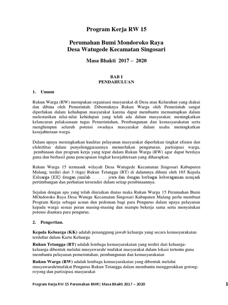 Program Kerja RW 15 BMR | PDF
