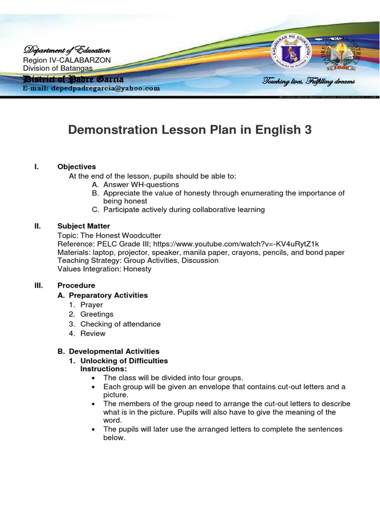 Lesson Plan Storytelling Lesson Plan