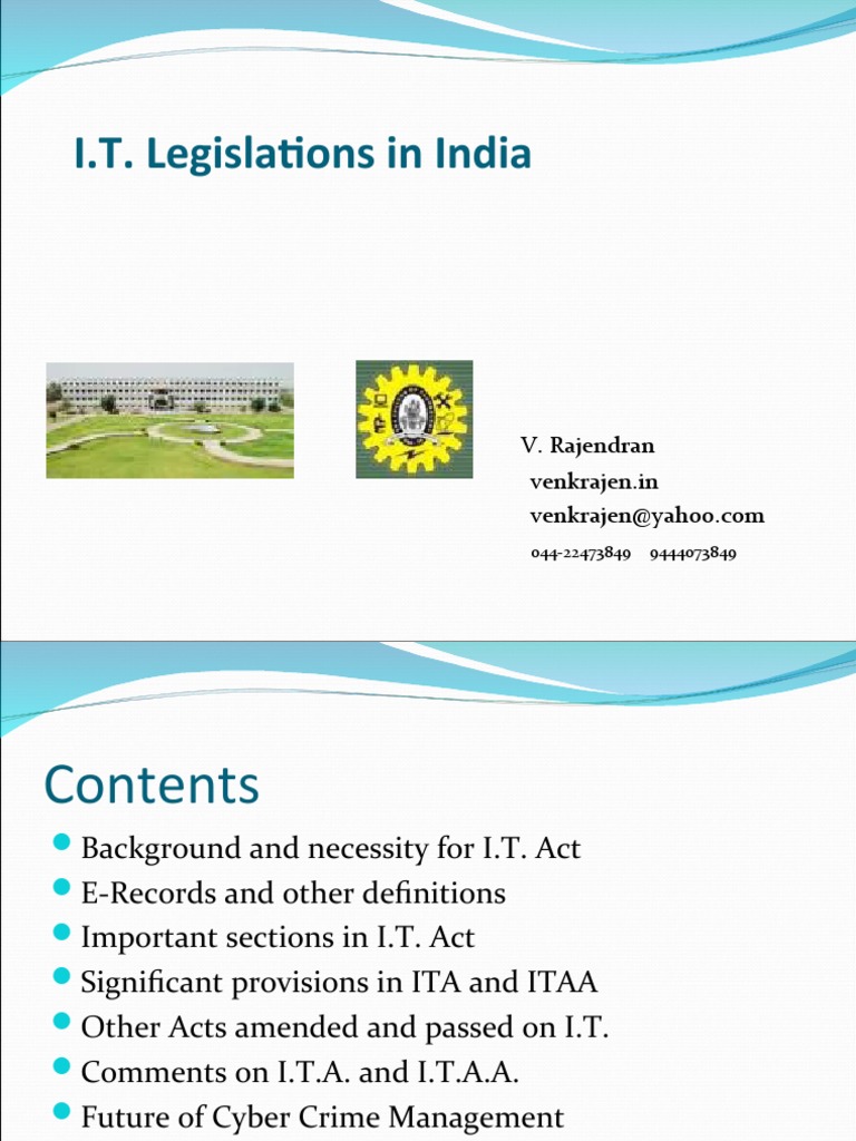 Overview of I.T. Legislations in India | PDF | Computer Forensics ...