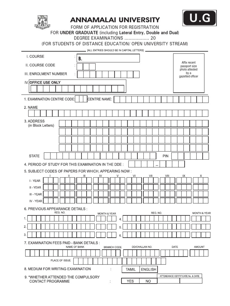 Application for UG Degree Registration | PDF