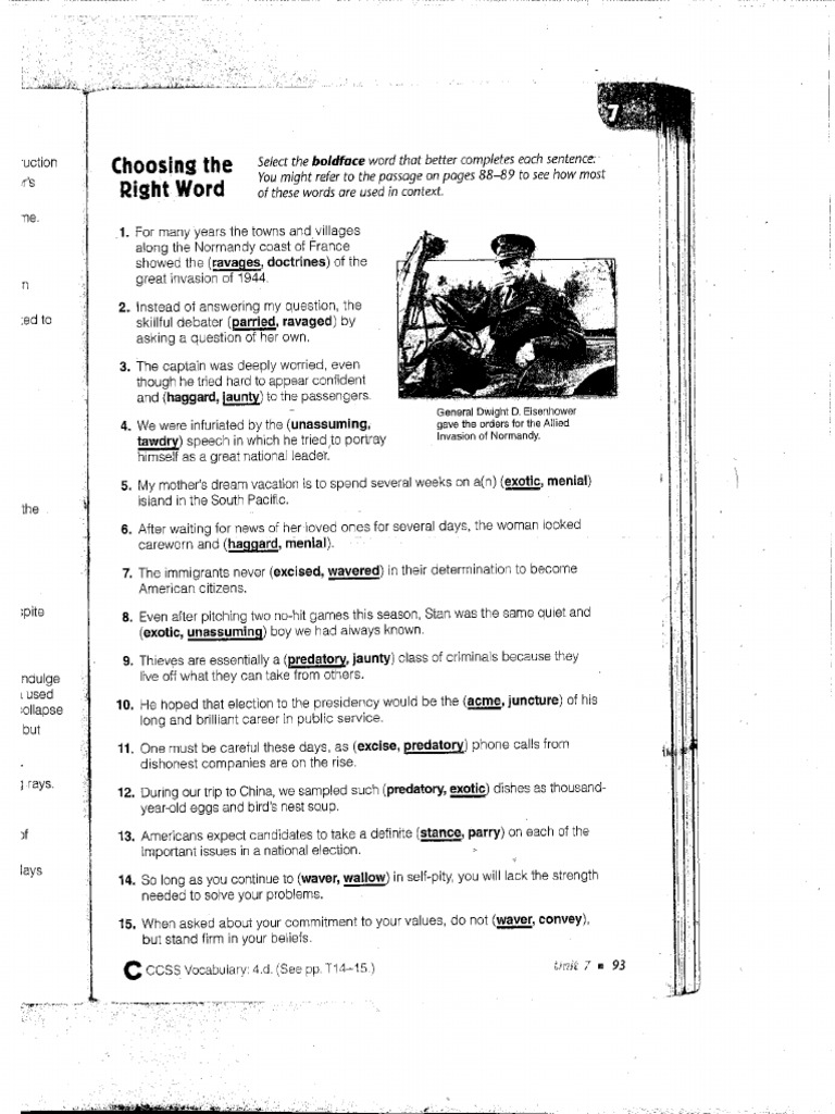 Vocabulary Workshop Level C Unit 7 Key