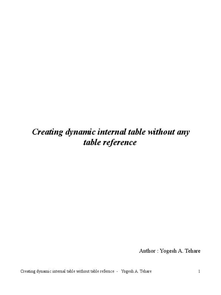 Dynamic Internal Table Creation Guide | PDF