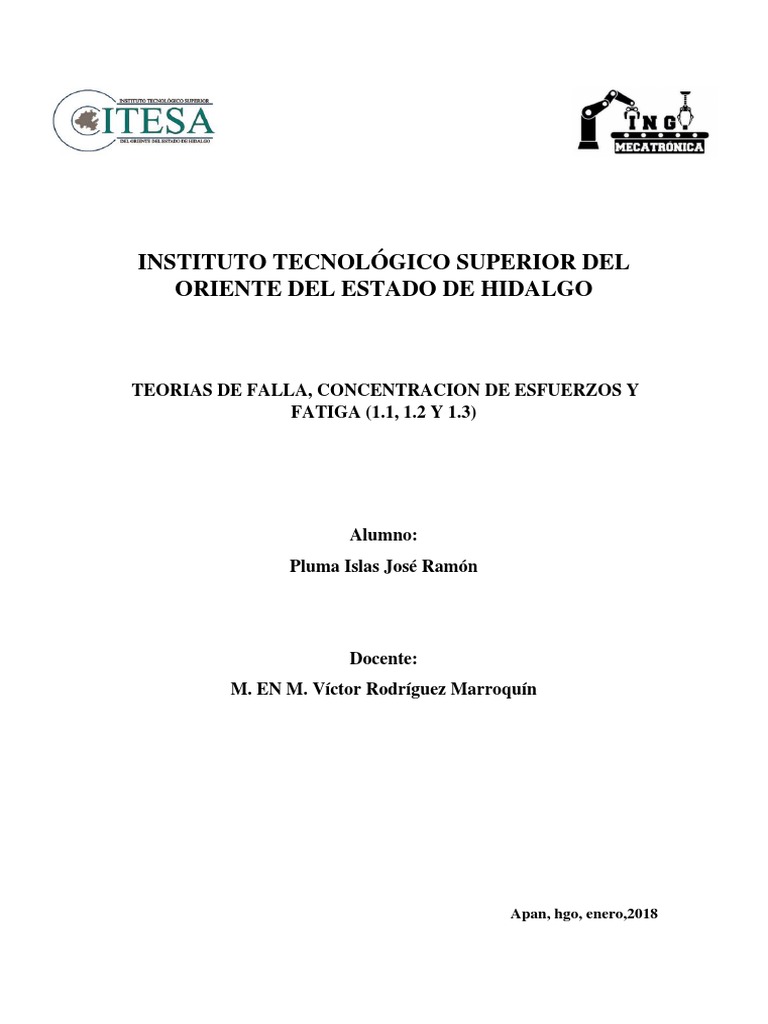 Teorías De Falla Concentración De Esfuerzos Y Fatiga Descargar