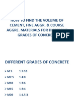 Different Grades of Concrete Volume of Cement