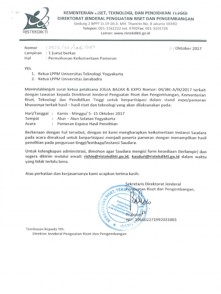 Permohonan Keikutsertaan Pameran