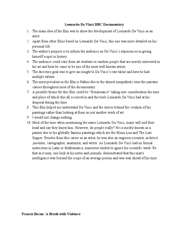 Leonardo Da Vinci BBC Documentary PDF