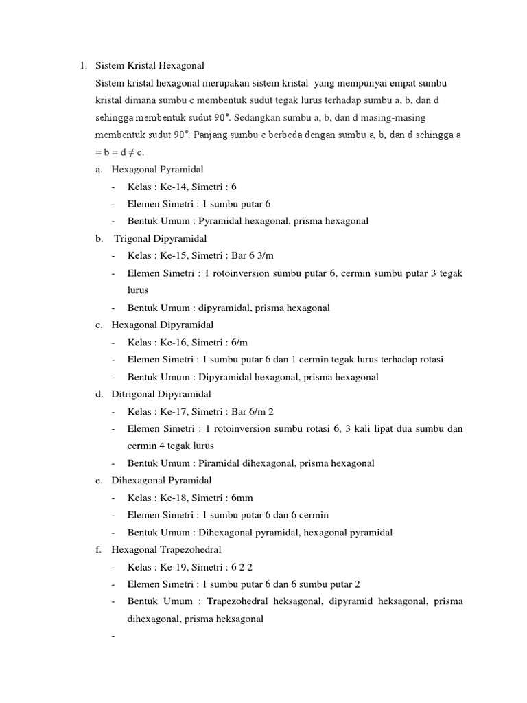 Sistem Kristal Hexagonal, Trigonal, Dan Orthorombik PDF