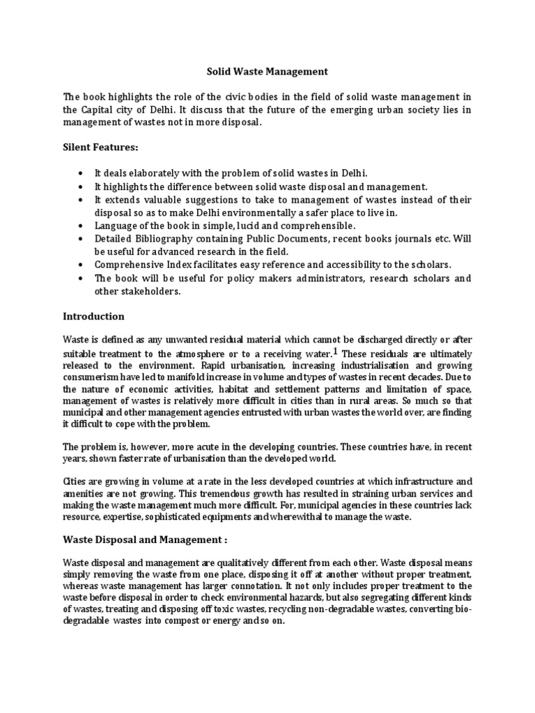 Solid Waste Management PDF Waste Management Waste