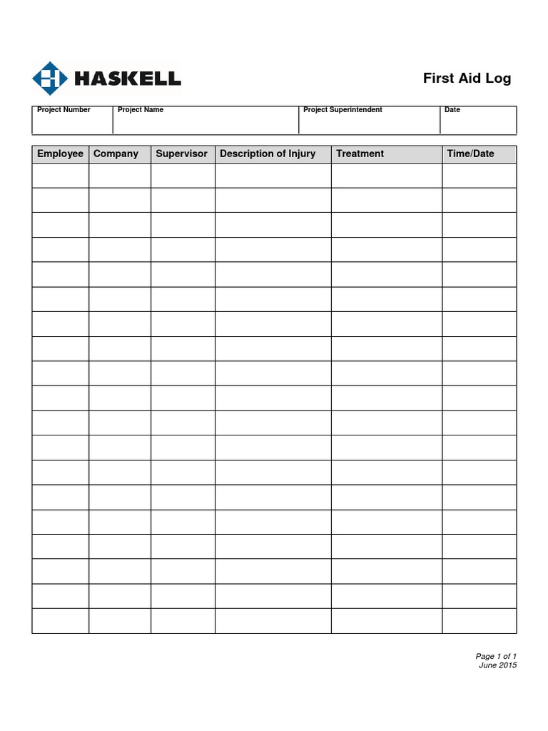 First Aid Log PDF