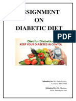 Assignment ON Diabetic Diet: Submitted To: Ms. Sarita Nadiya