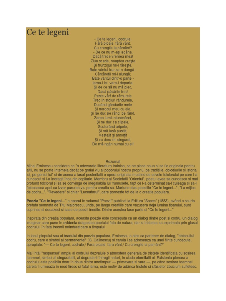 Ce Te Legeni | PDF