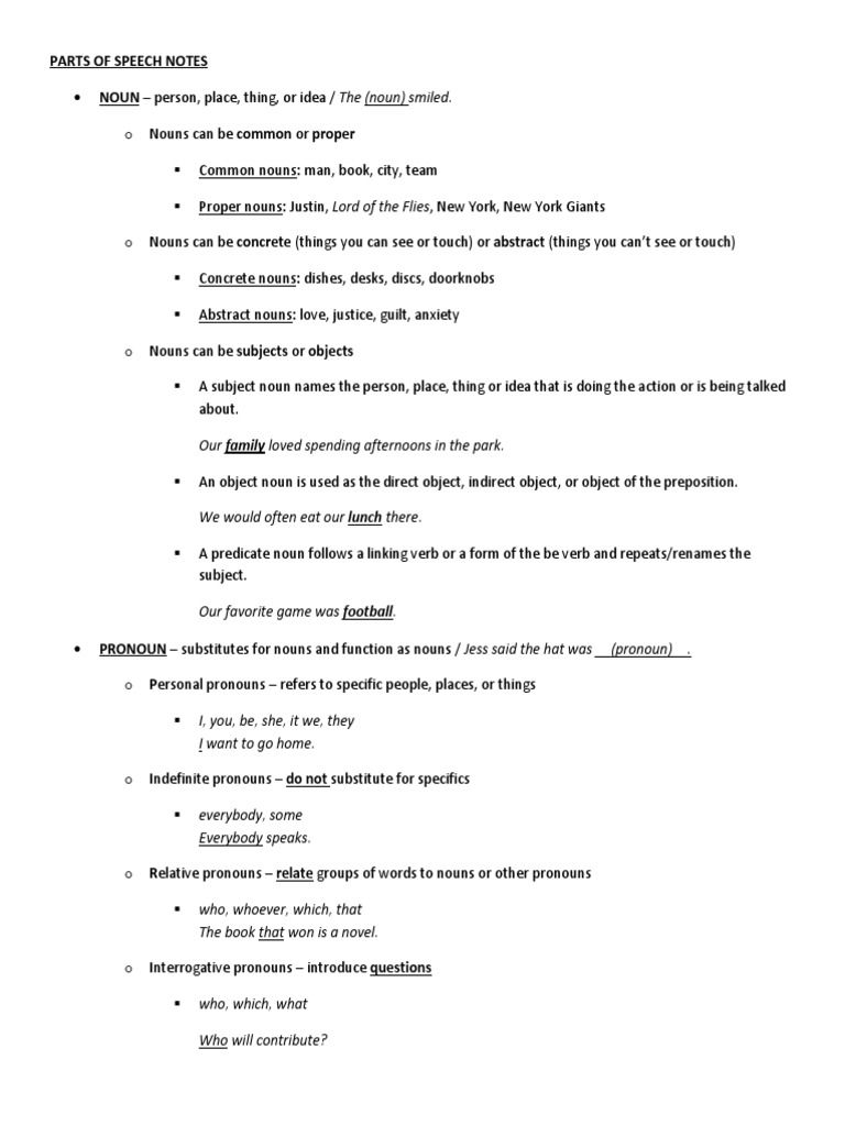 PARTS OF SPEECH NOTES PDF intelligence overview