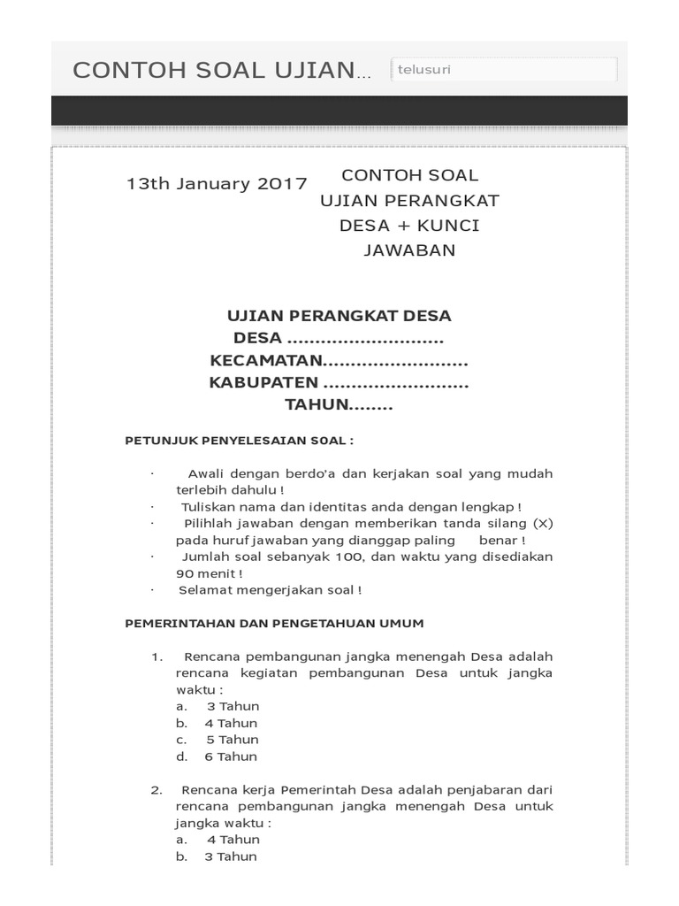 34+ Contoh soal ujian dinas 2020 information